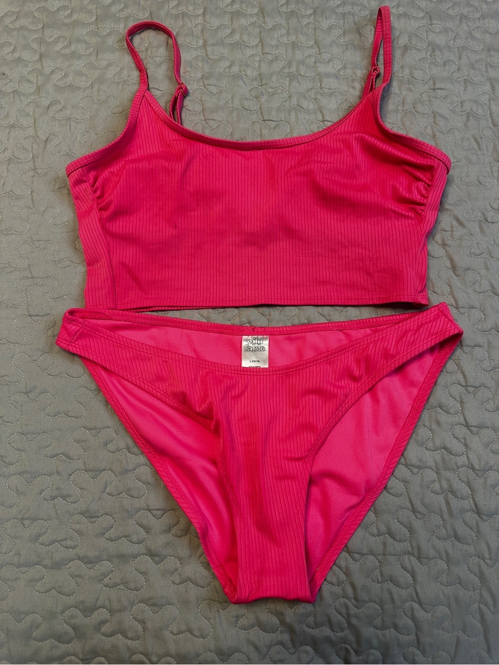 wild fable Hot Pink Ribbed Bikini Set